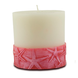 Mandara Spa 3 inch Starfish Pillar Ivory & Dusty Rose Candle