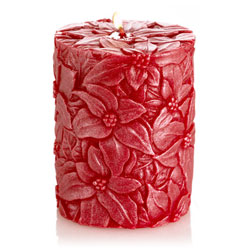 Mandara Spa 4 inch Poinsettia Pillar Candle